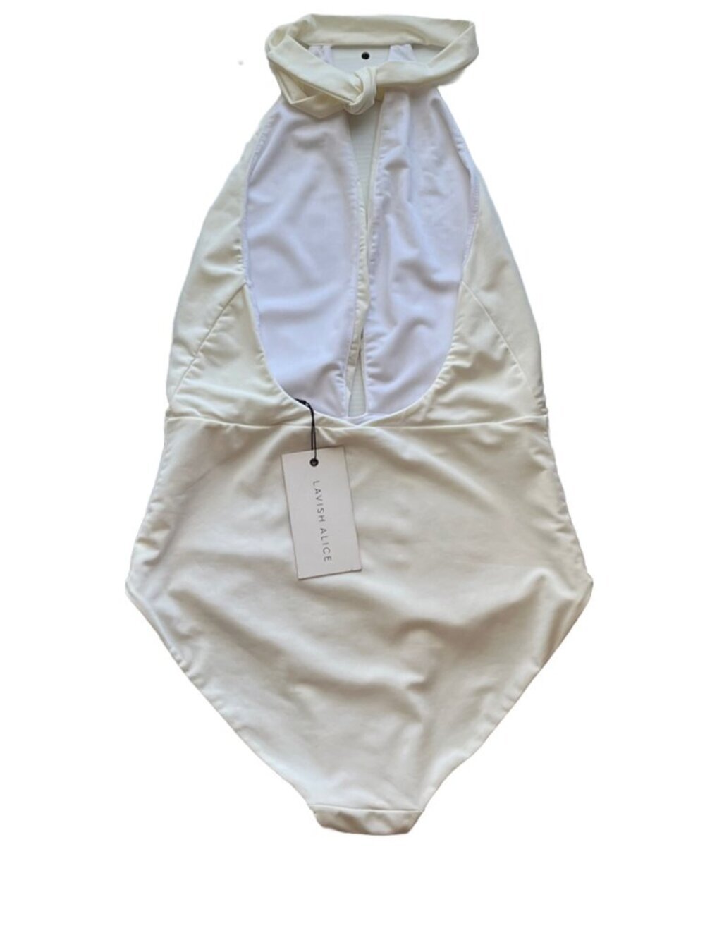 Lavish Alice Deep Plunge One Piece Swimsuit ivory L - Picture 6 of 8